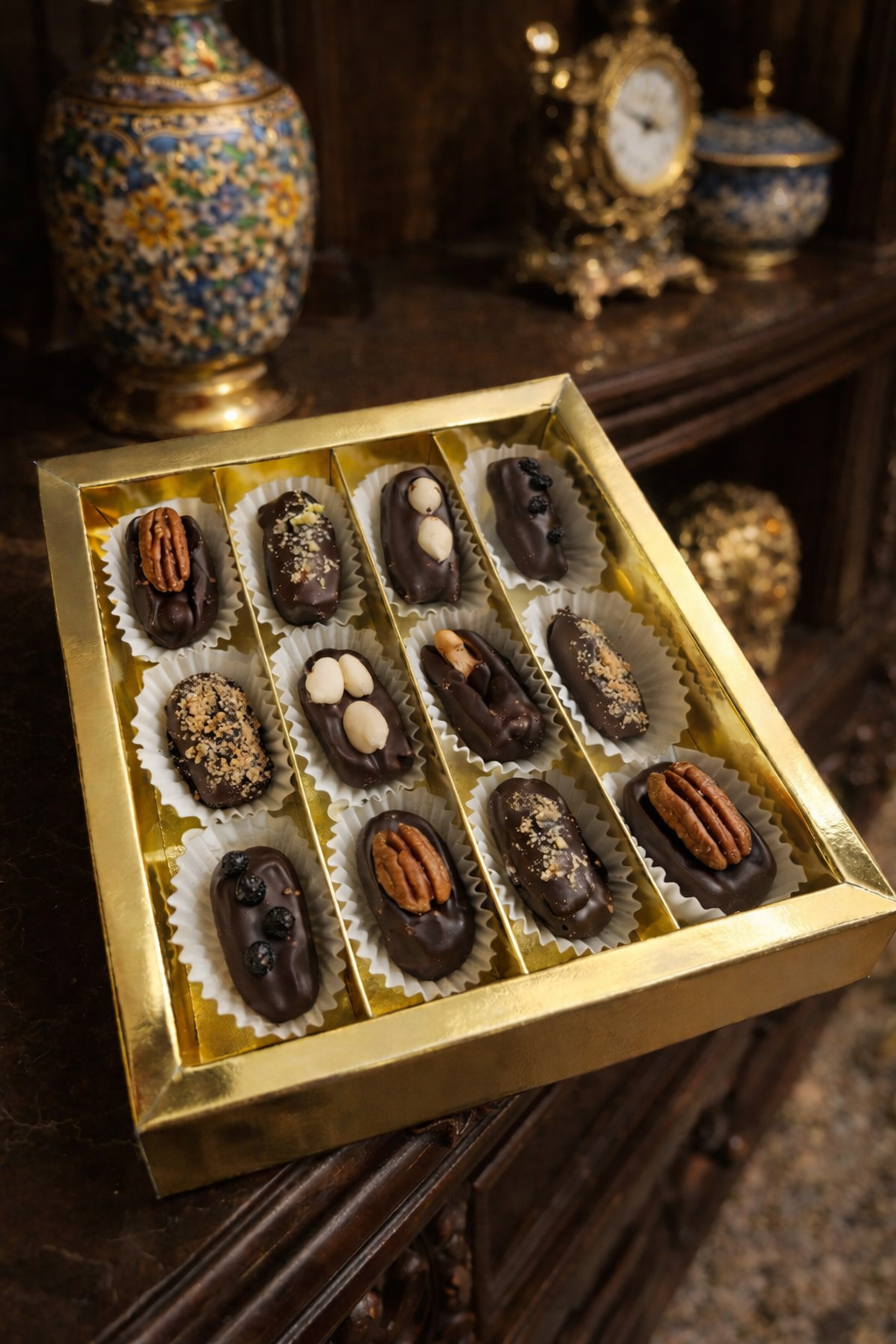 Luxury Chocolate-Covered Dates – Gift Box of 12